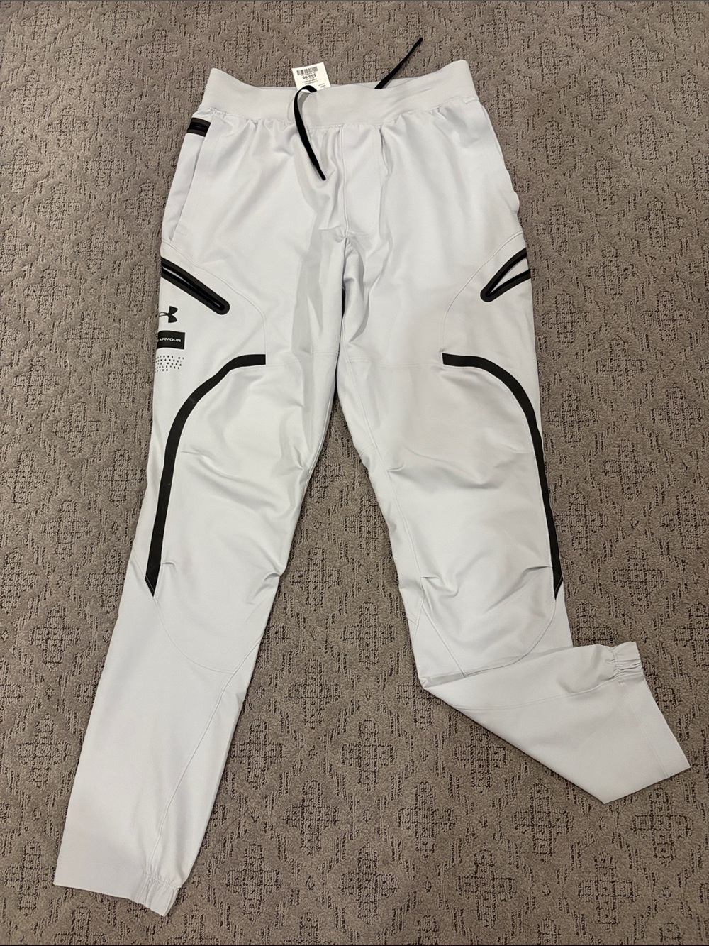 Under Armour White Jogger Pants with Black Accent Trim